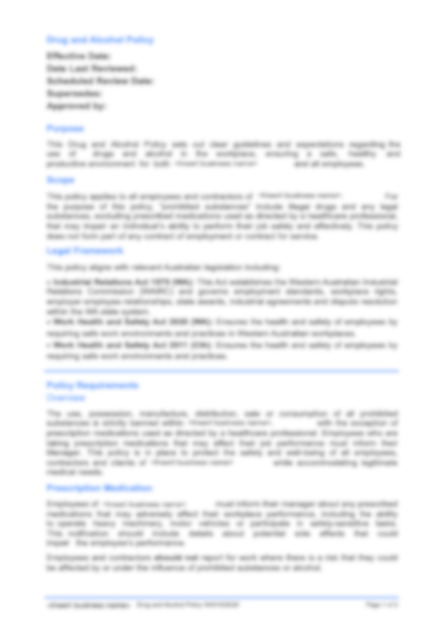 Drug and Alcohol Policy