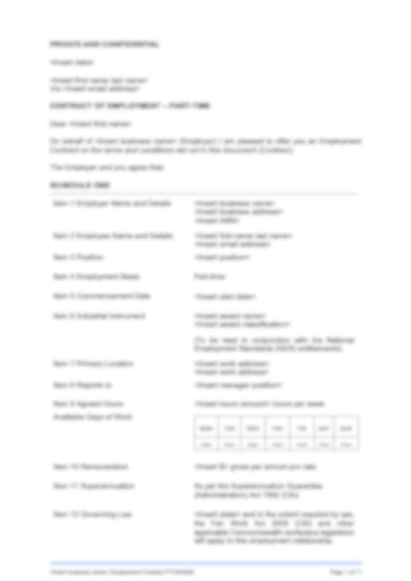 Part-time Employment Contract