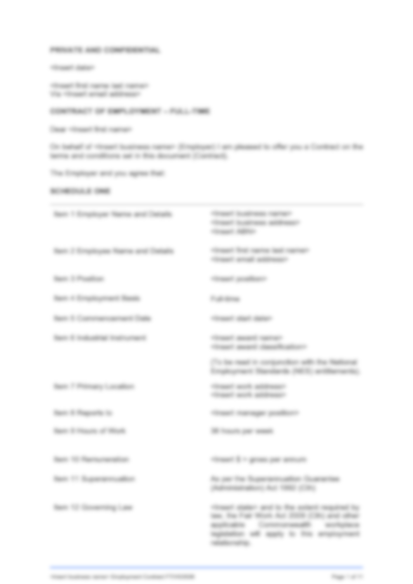 Fixed-term Full-time Employment Contract