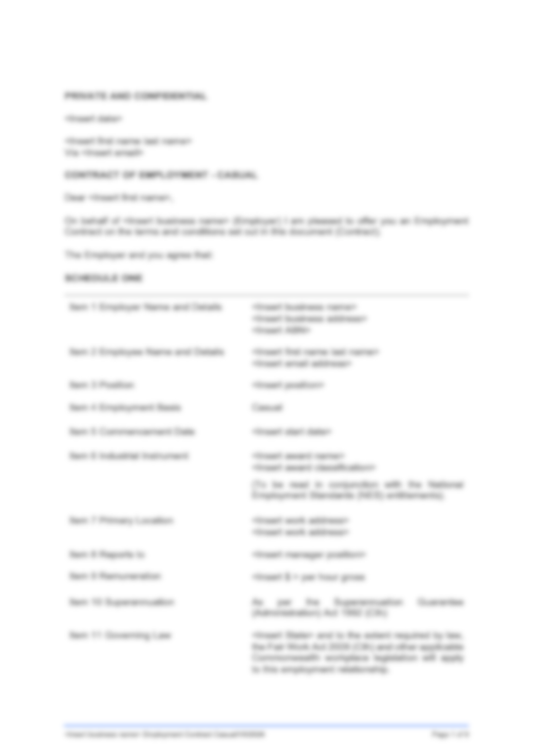 Casual Employment Contract