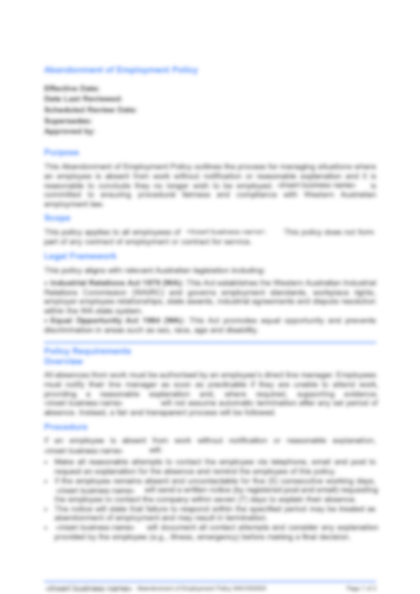 Abandonment of Employment Policy