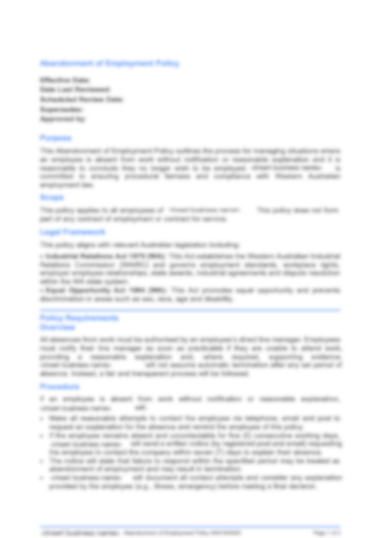 Abandonment of Employment Policy