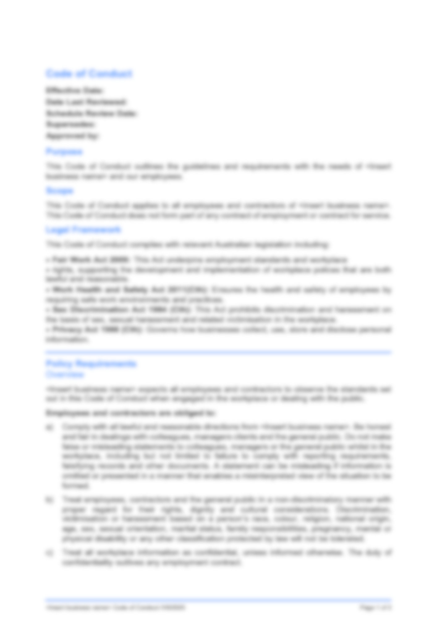 Code of Conduct Policy