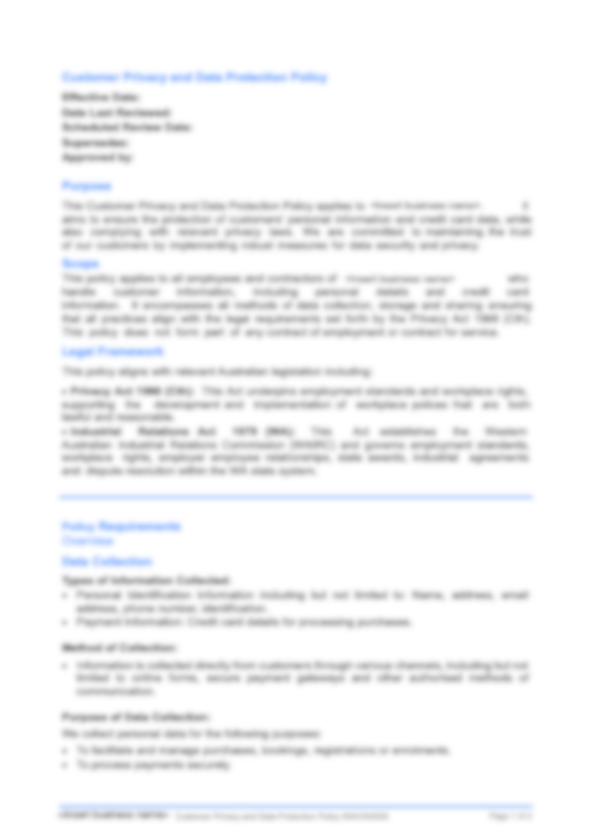 Customer Privacy and Data Collection Policy