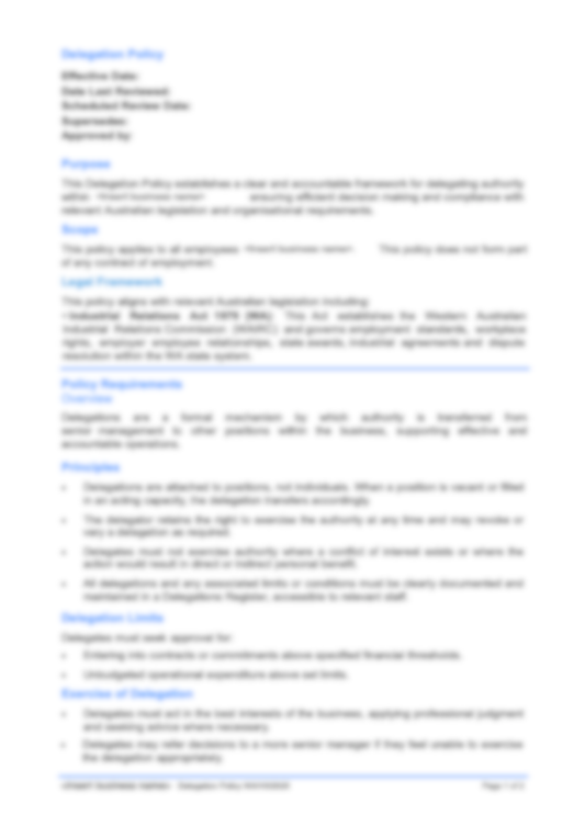 Delegations Policy