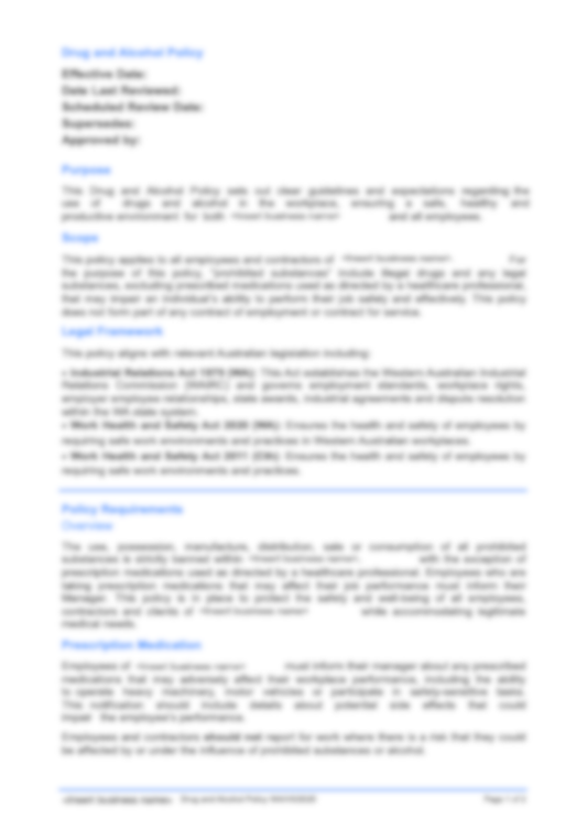 Drug and Alcohol Policy