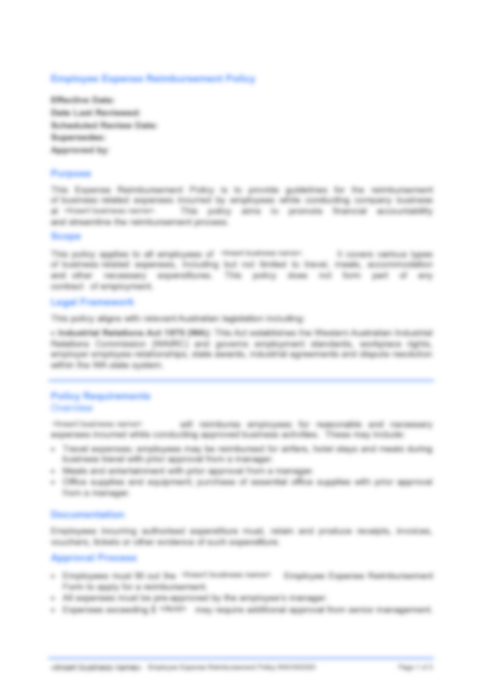 Employee Expense Reimbursement Policy