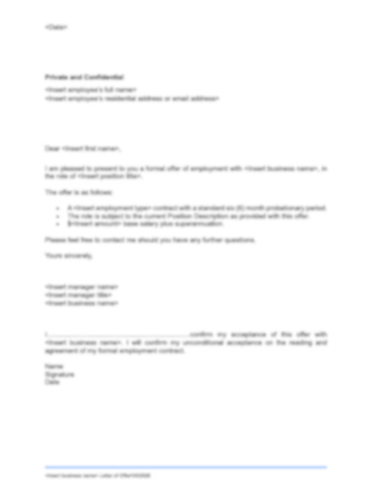Letter of Offer