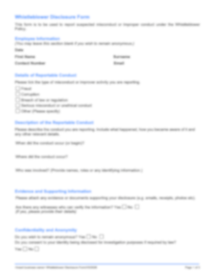 Whistleblower Disclosure Form