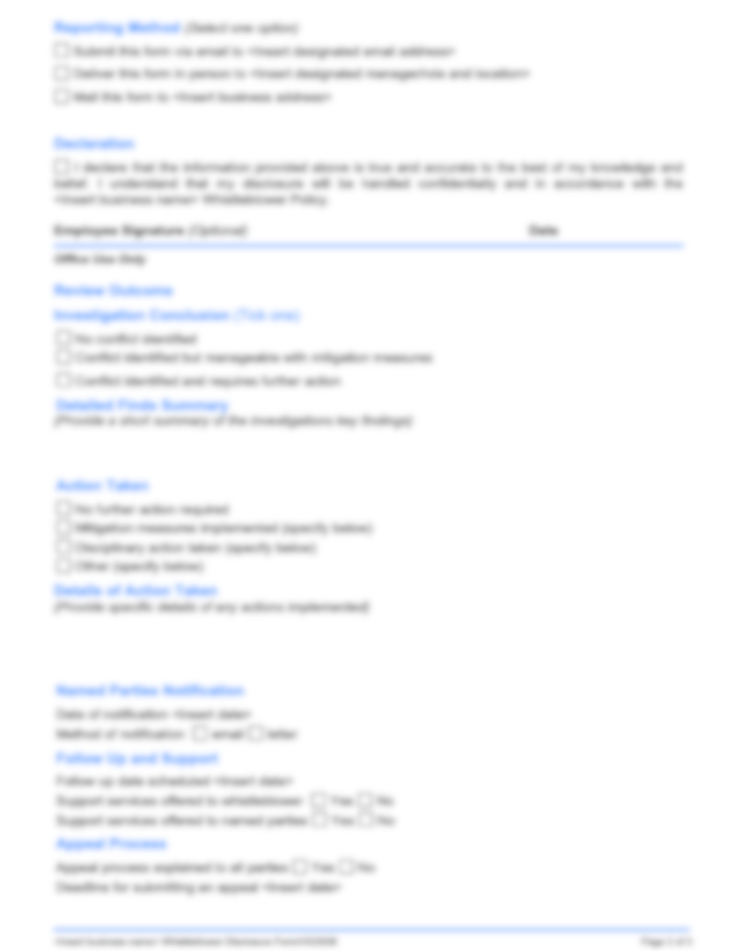 Whistleblower Disclosure Form