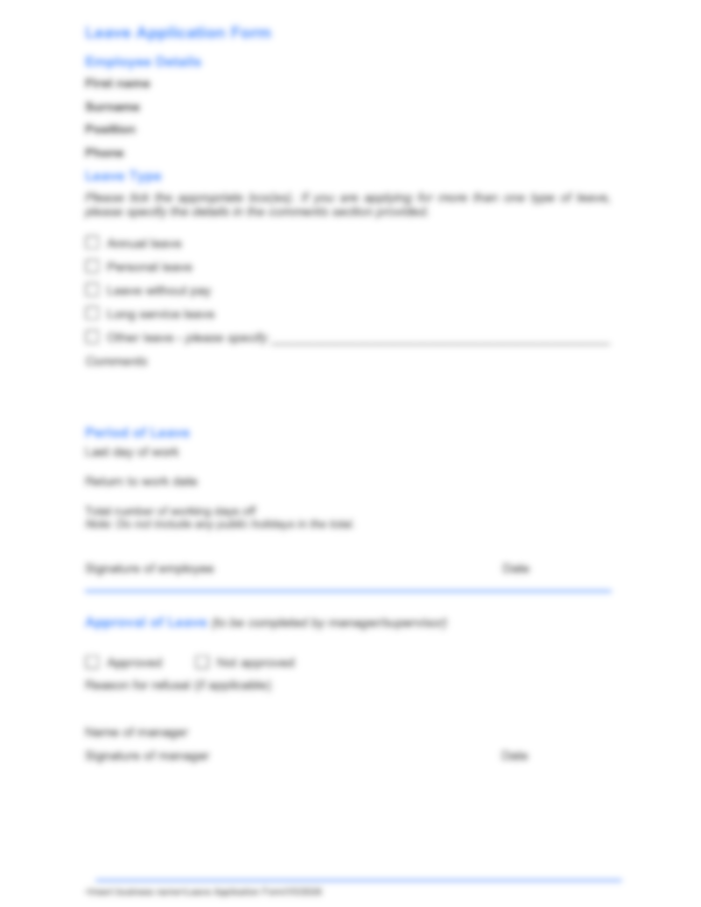 Leave Application Form