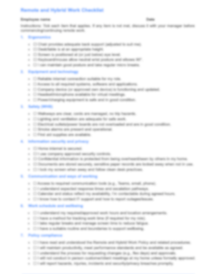 Remote and Hybrid Work Checklist
