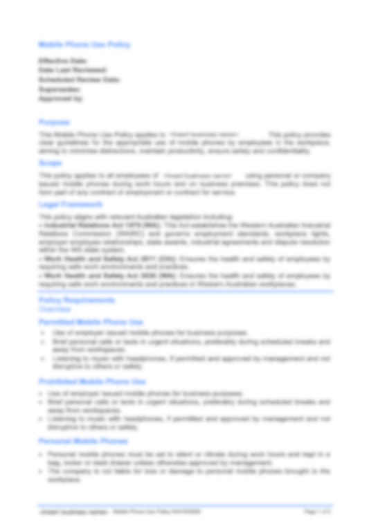 Mobile Phone Use Policy