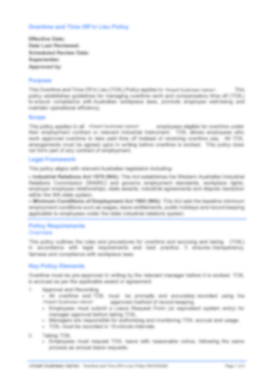 Overtime and TOIL Policy
