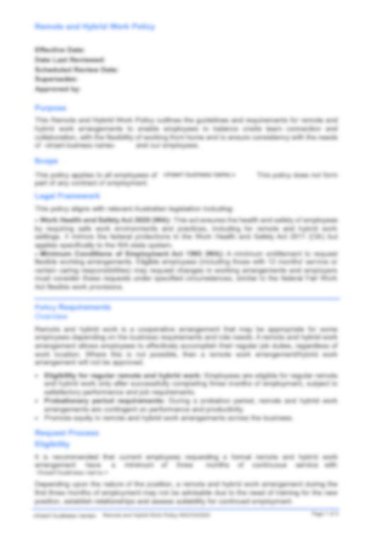 Remote and Hybrid Work Policy