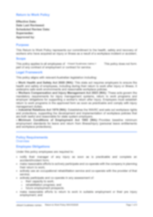 Return to Work Policy