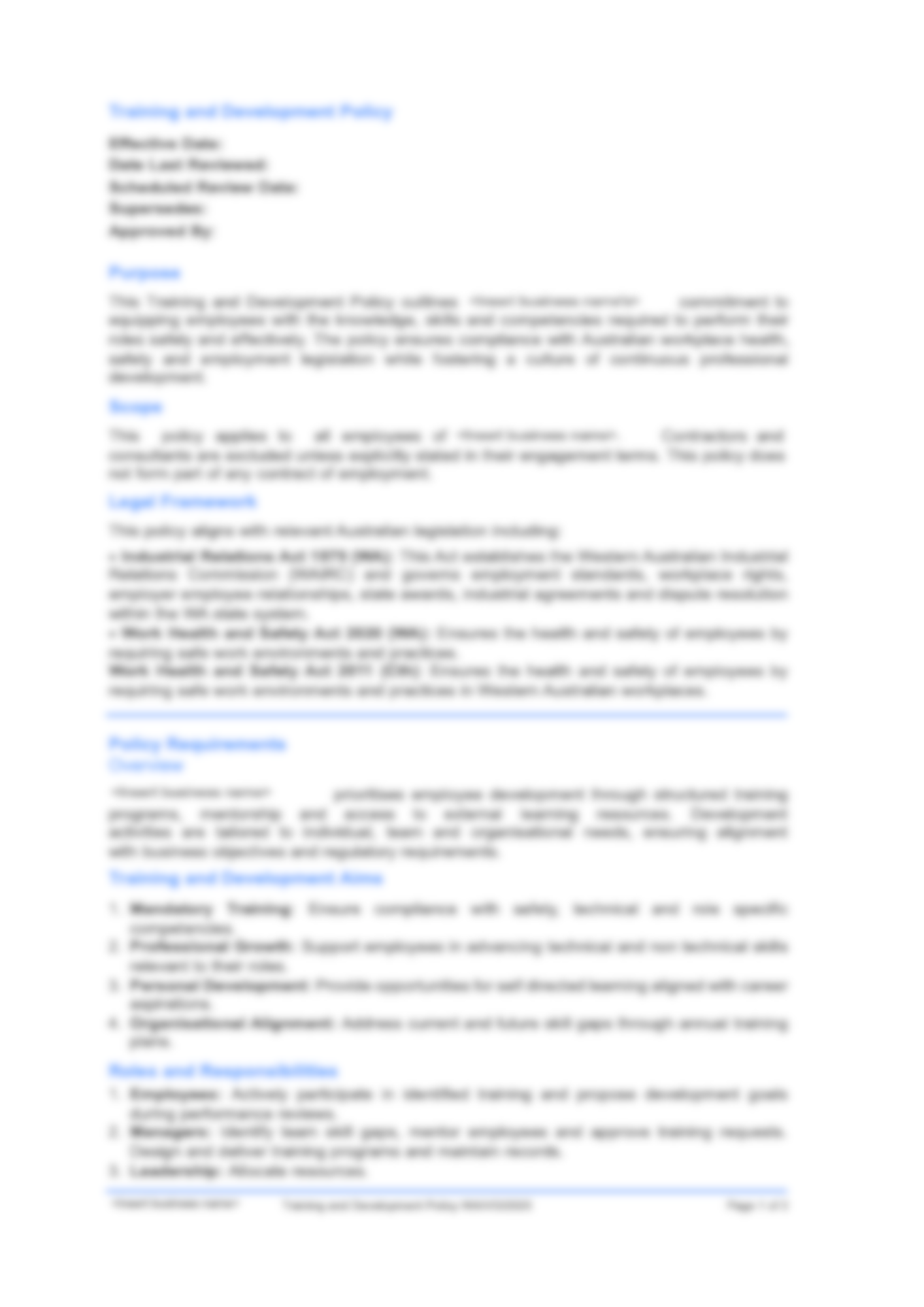Training and Development Policy