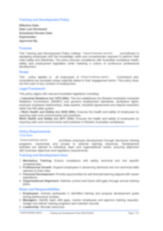 Training and Development Policy