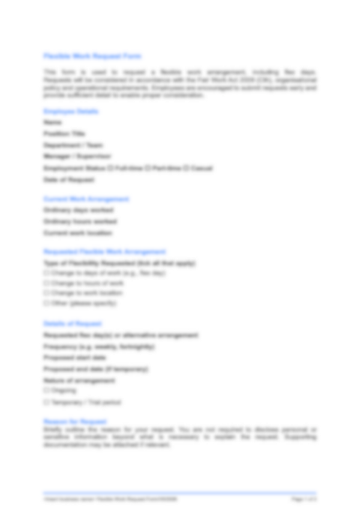 Flex Work Request Form
