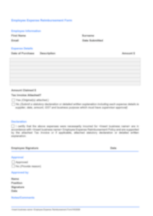 Employee Expense Reimbursement Form