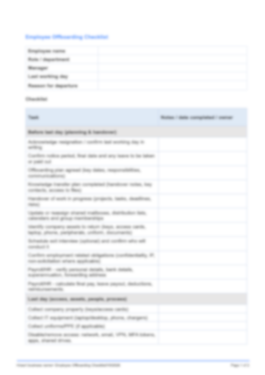Employee Offboarding Checklist.