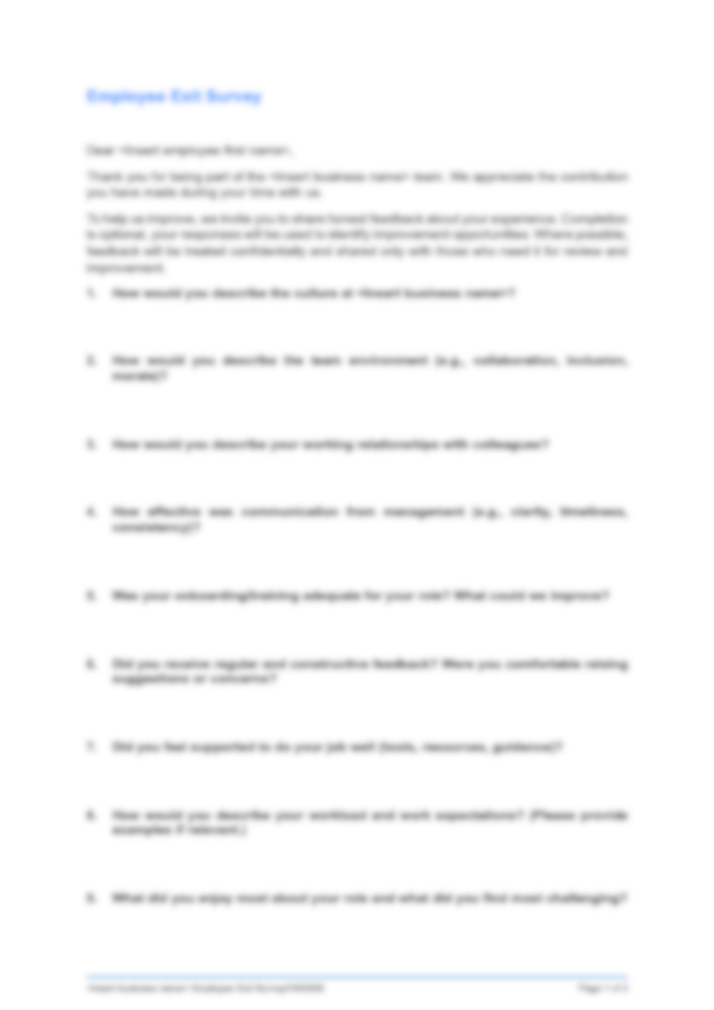 Employee Exit Survey