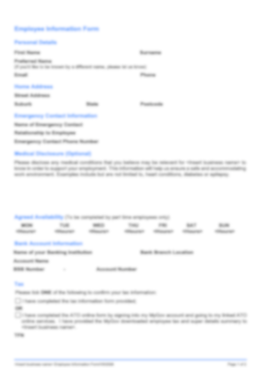 Employee Information Form