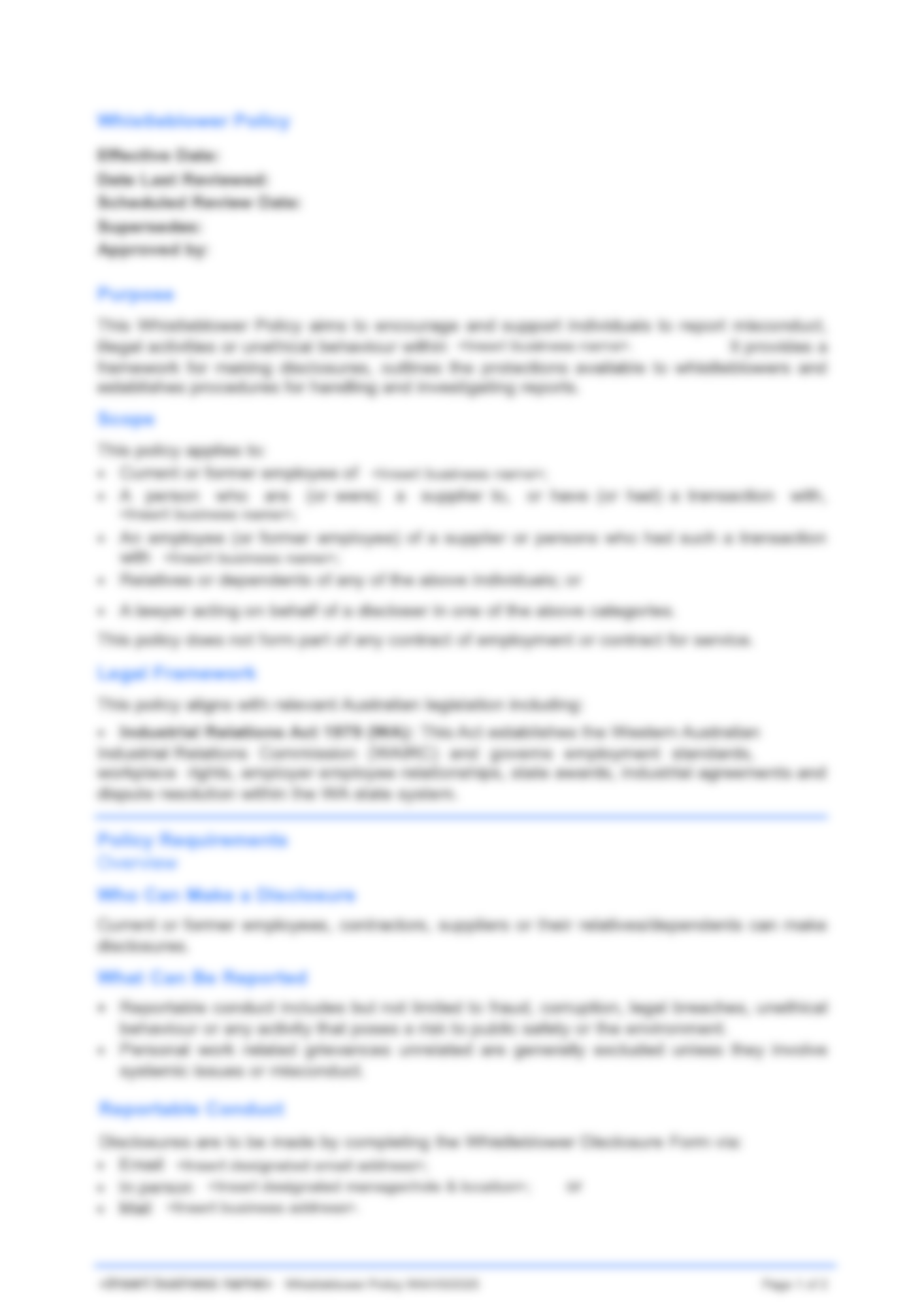 Whistleblower Policy